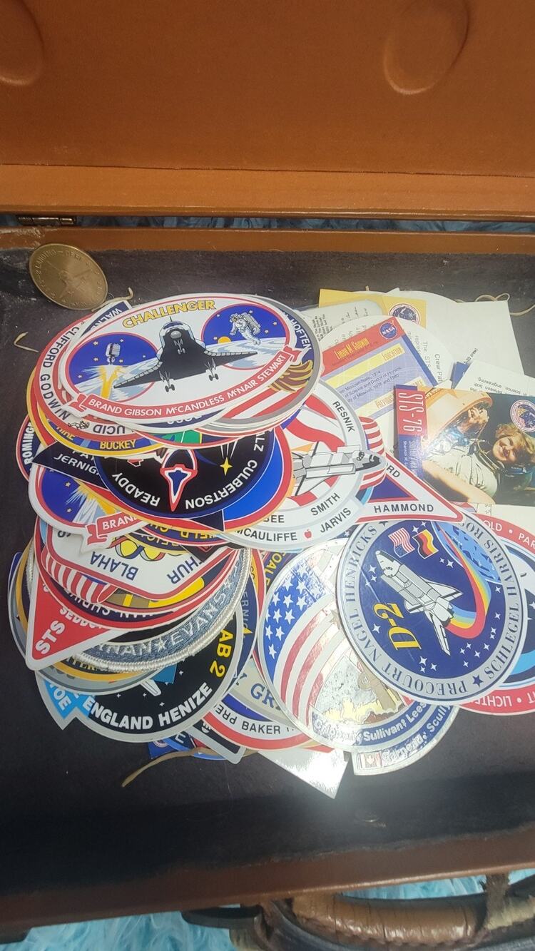 Vintage NASA Space Shuttle Decal Lot. Suitcase Full Estate Sale Find